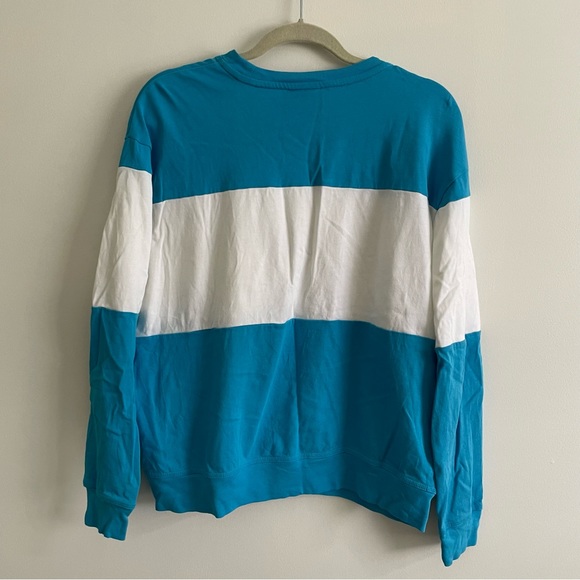 Nike Loose Fit Long Sleeve Color Block Tee Blue White L Large - Picture 5 of 8